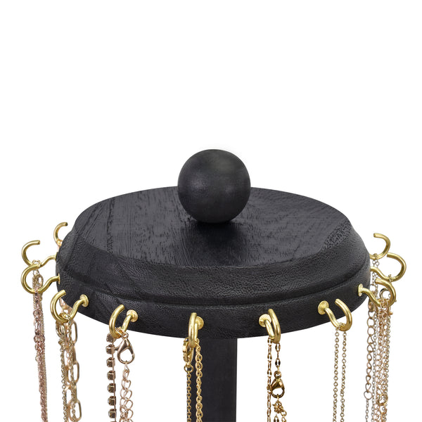 Ikee Design® 16 Hooks Wooden Rotating Necklace Organizer Holder