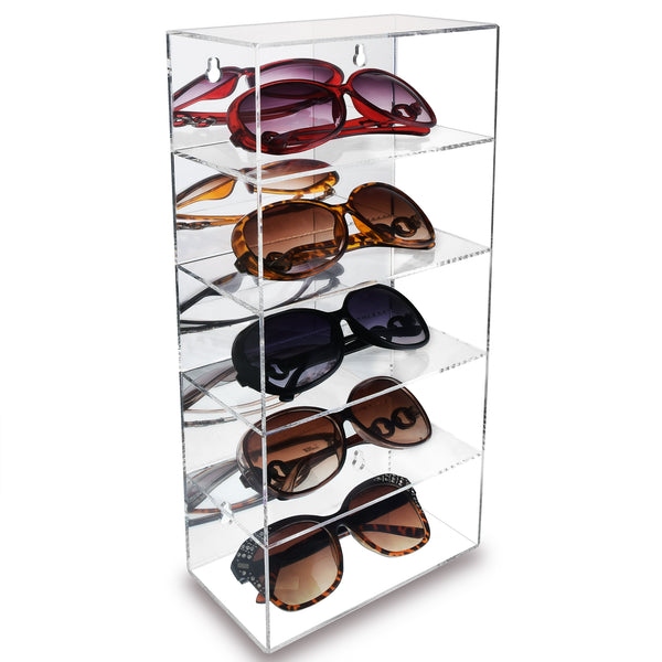 Ikee Design® Wall Mounted Acrylic Mirror Backed 5-Shelves Eyewear Display