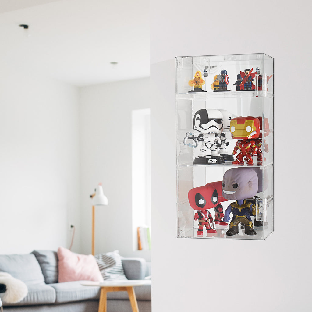 Acrylic 5 Levels Mirrored Back Display Shelf with Door