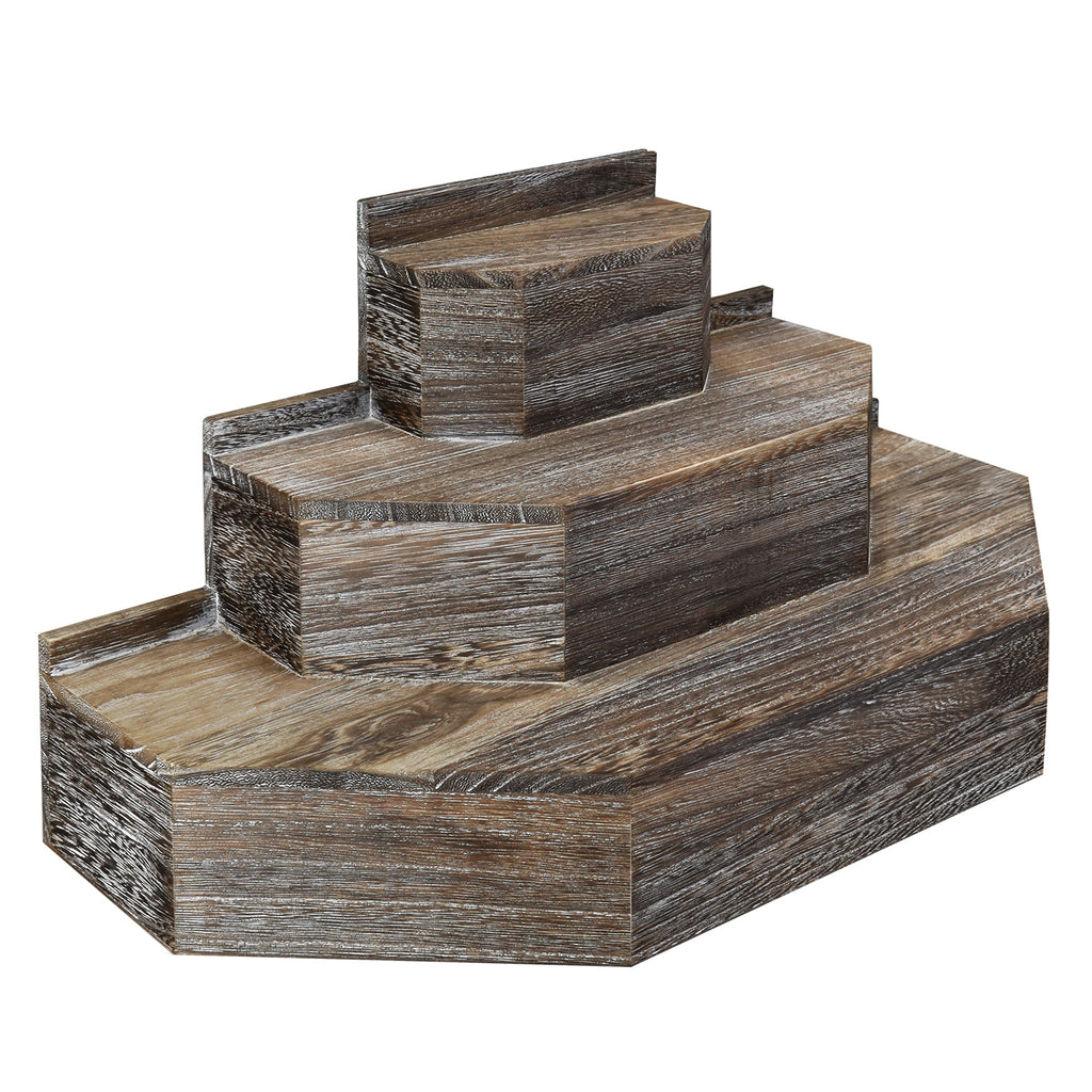 Ikee Design® 3-Tier Brown Color Wood Stair Step Shelf Step Display Risers