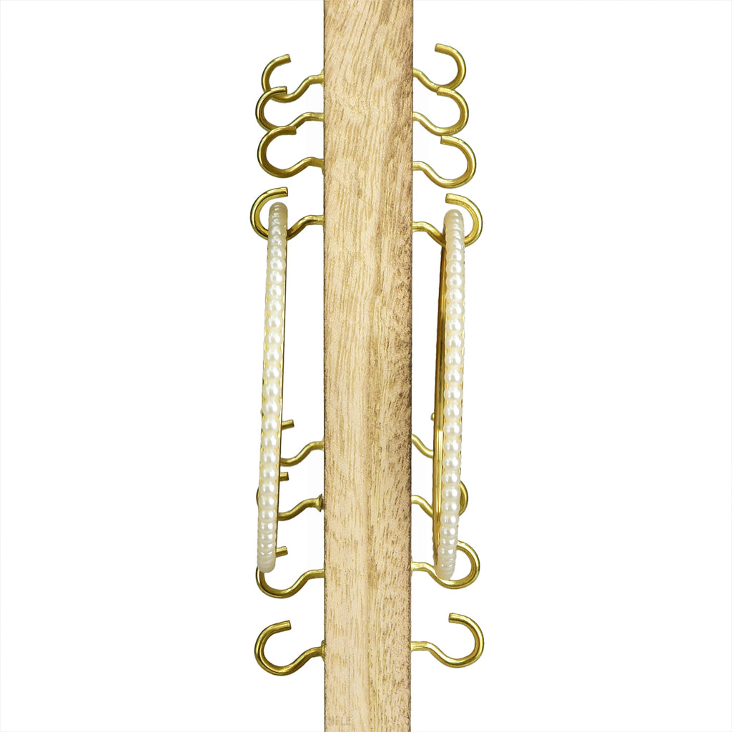 #WD5062 Two-Sided Wooden Jewelry Display Stand with 32 Hooks