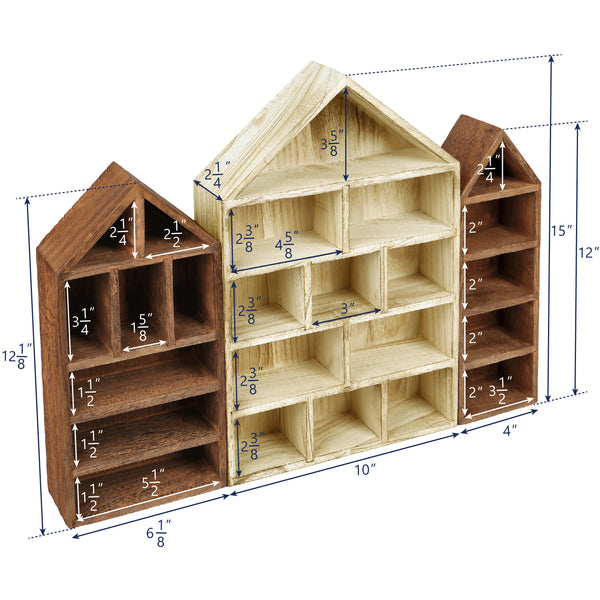 Ikee Design HouseShaped Wooden Shadow Cubby Box Display Shelf, 3PCS