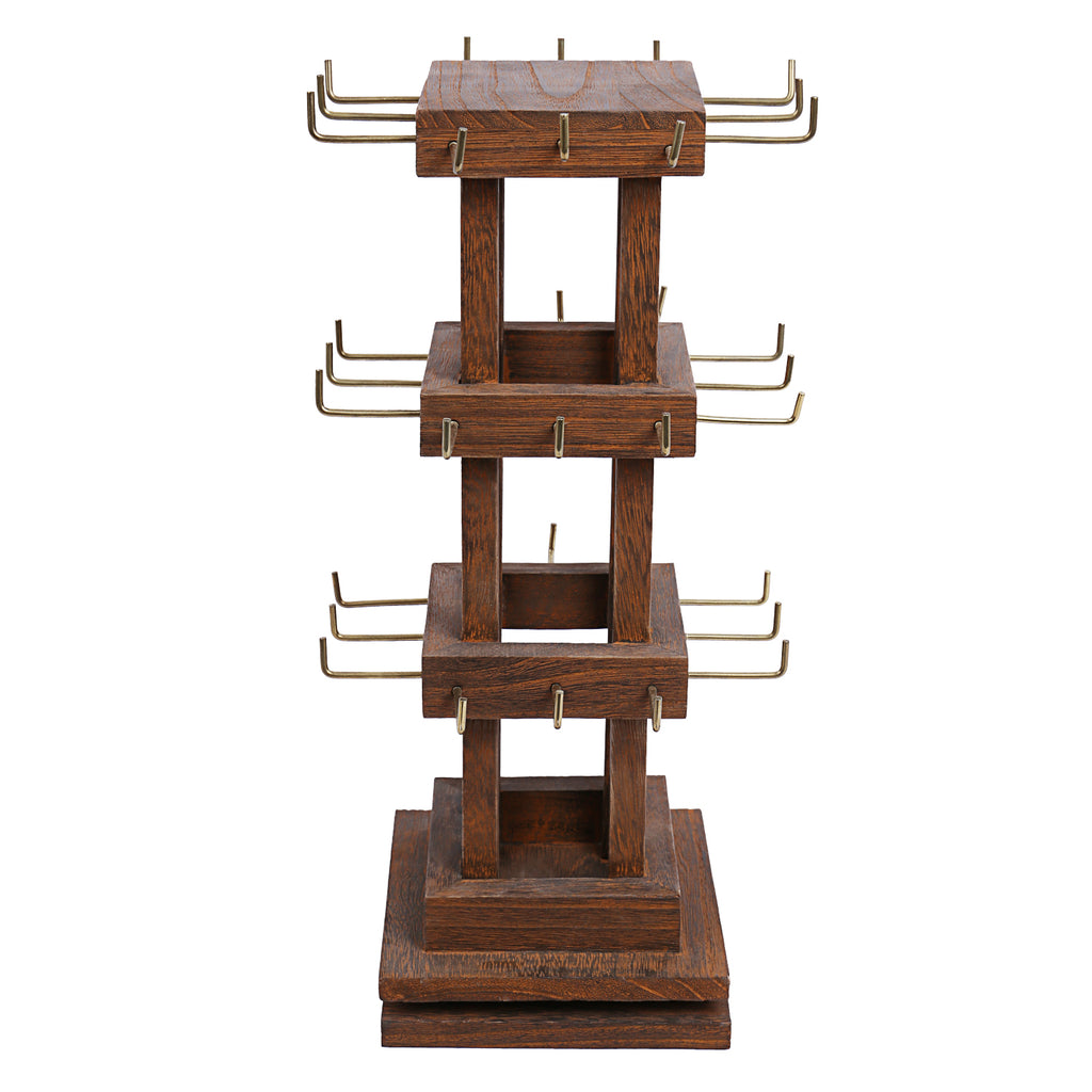Ikee Design® Natural Wood Rotating 36 Hooks Jewelry Tower