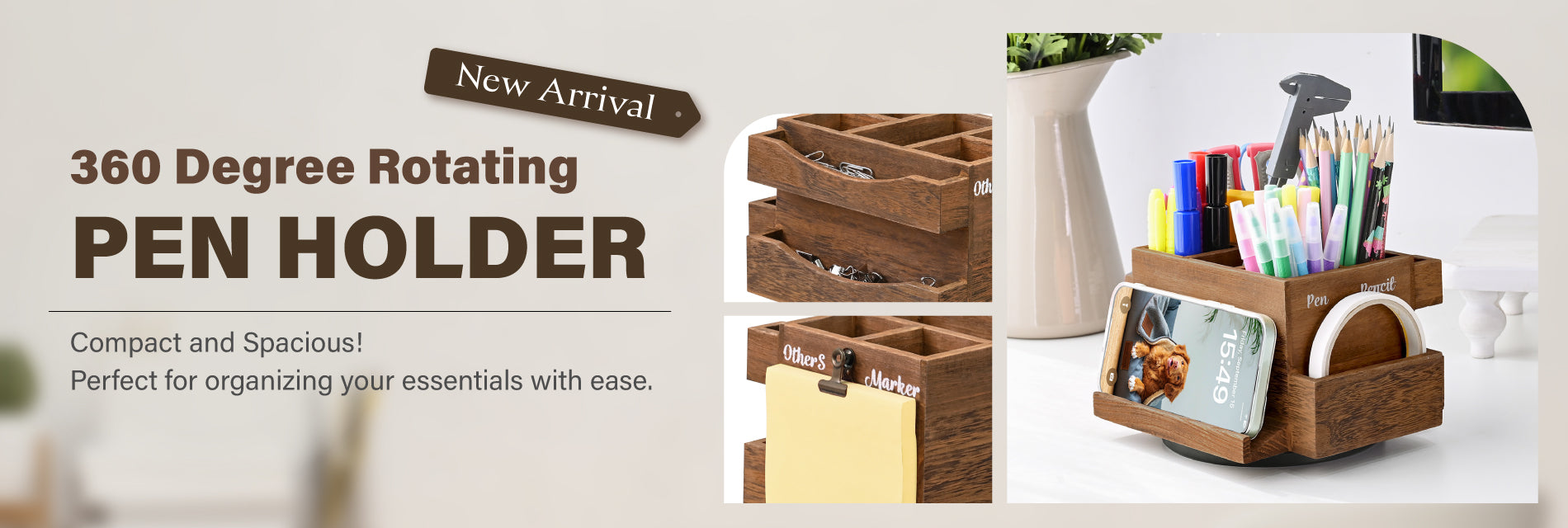 Ikee Design Natural Wood Rotating Jewelry Storage Display Ikee Design Natural Wood Rotating Jewelry Storage Display