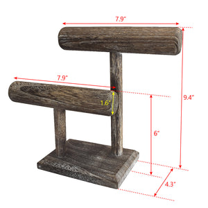  2 Tier Wooden Bracelet T Bar Jewelry Bracelet Watch Display