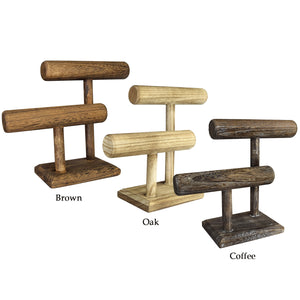  2 Tier Wooden Bracelet T Bar Jewelry Bracelet Watch Display