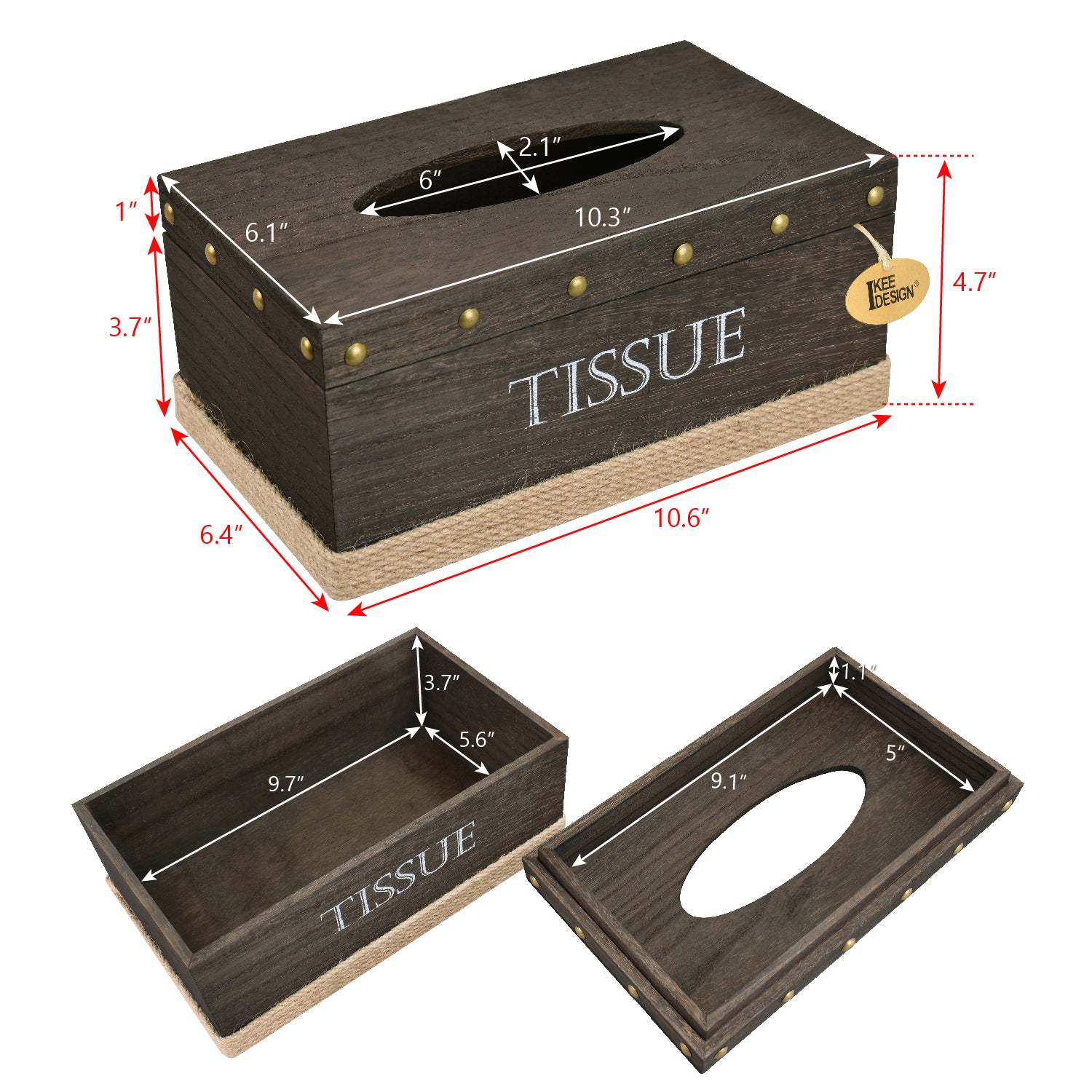 Rustic Tissue Box Ikee Design® Rustic Wooden Rectangle Tissue Box Cover, Vintage Paper N