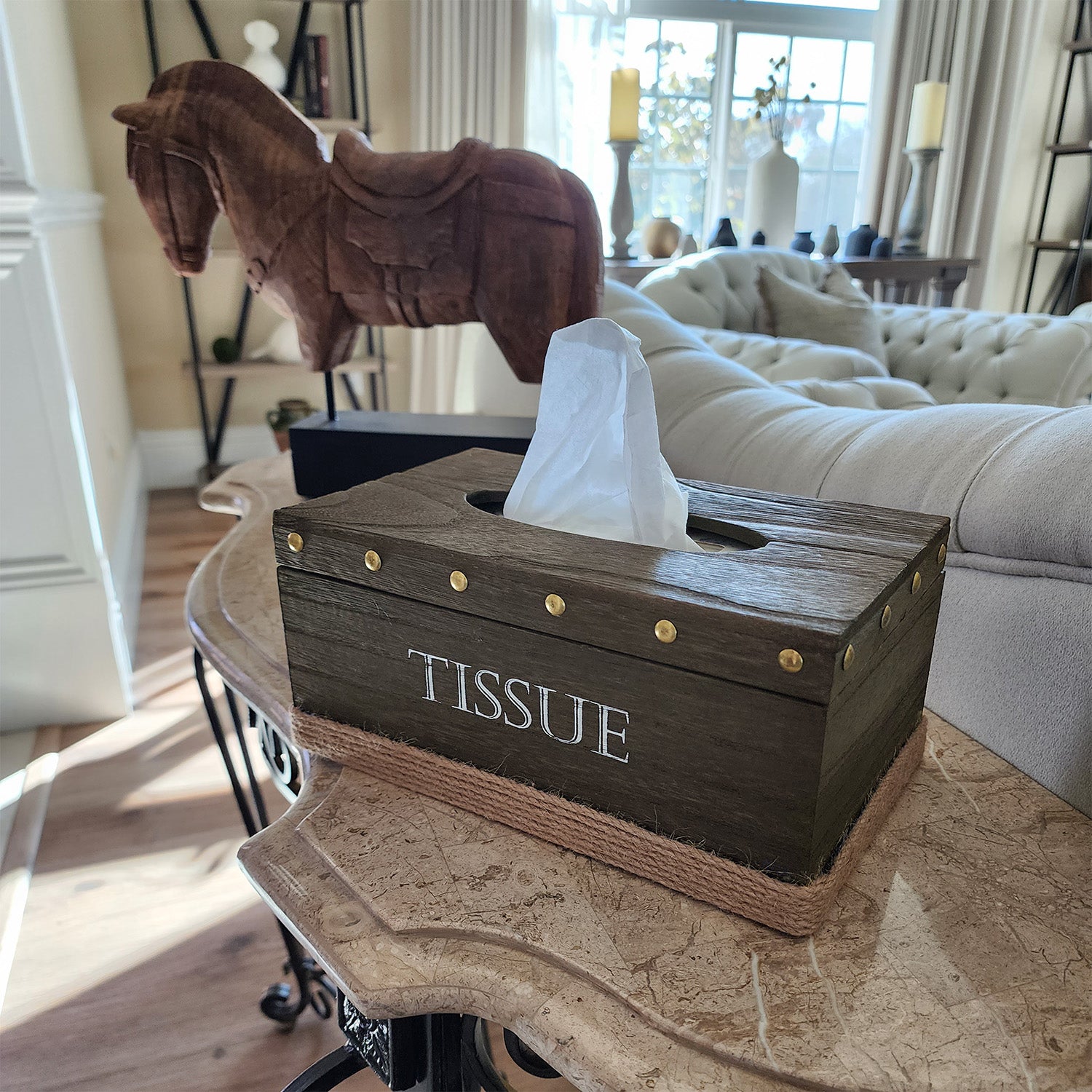 Rustic Tissue Box Ikee Design® Rustic Wooden Rectangle Tissue Box Cover, Vintage Paper N