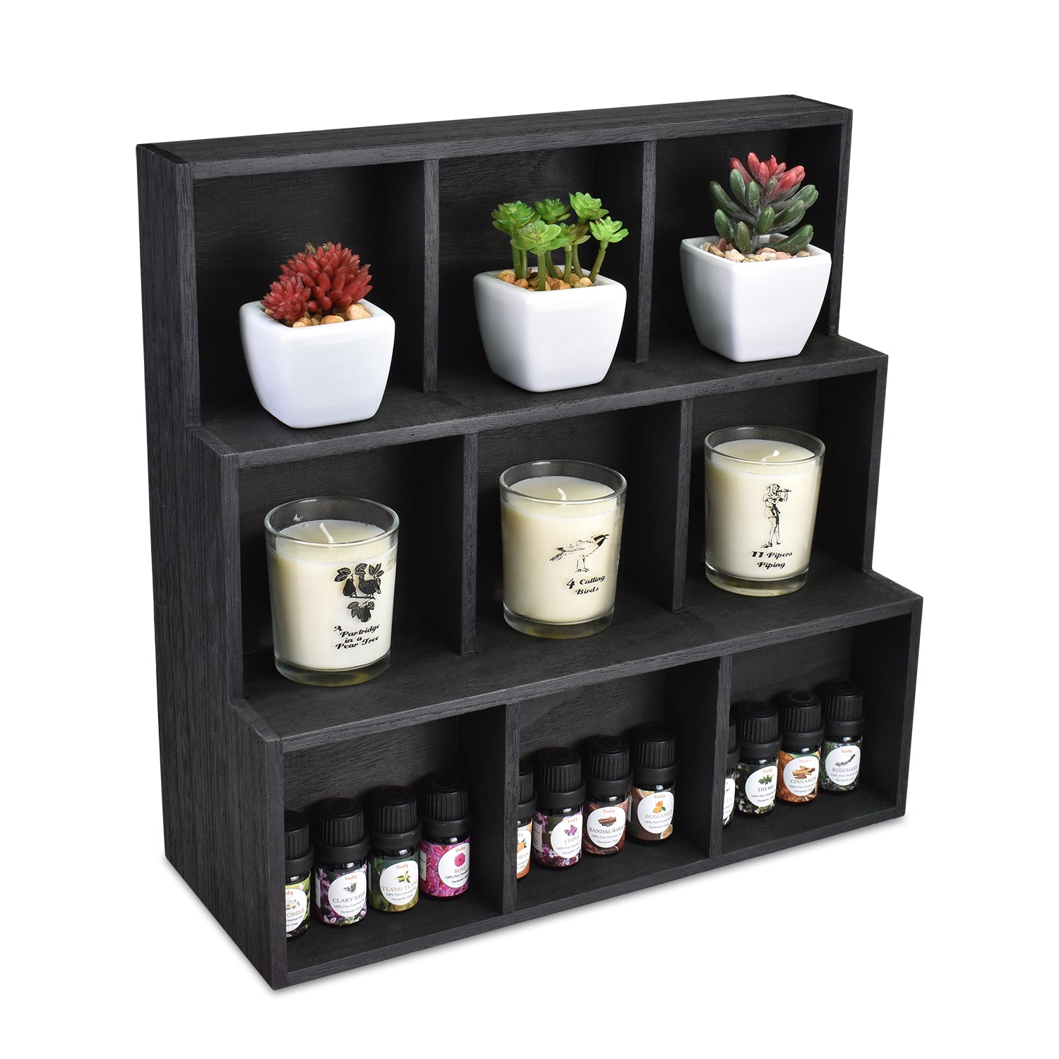 Ikee Design HOM309 Vintage Wooden Jewelry Display Riser Tray