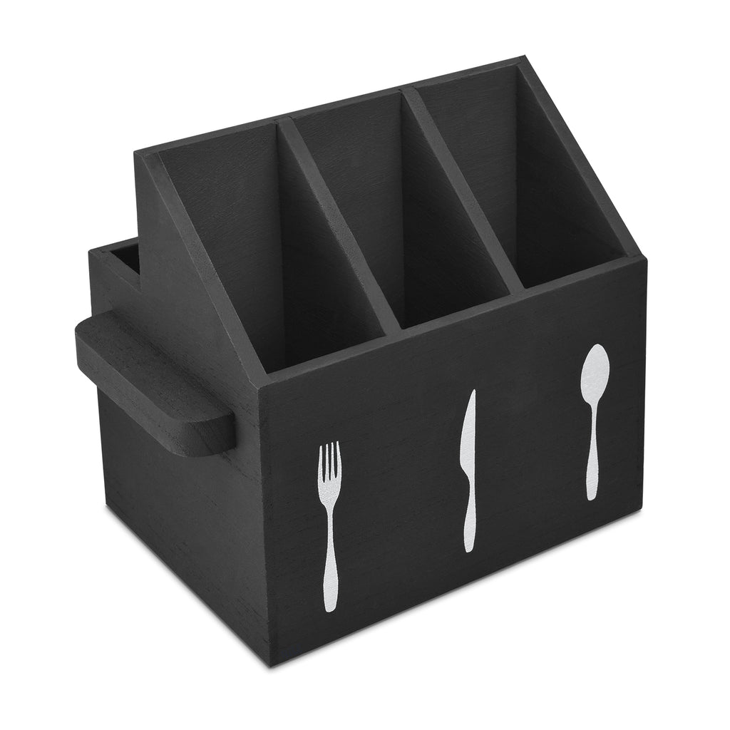 Ikee Design® Wooden Silverware Holder Flatware Utensil Caddy with Handles
