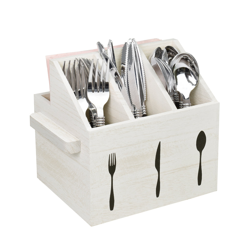 Ikee Design® Wooden Silverware Holder Flatware Utensil Caddy with Handles