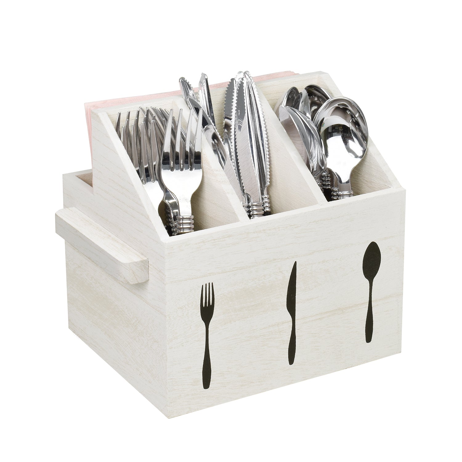 Ikee Design® Wooden Silverware Holder Flatware Utensil Caddy with Handles