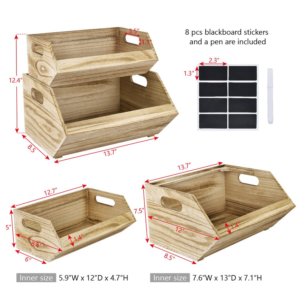 IKEE DESIGN®: 2 Pcs Set Wooden Storage Bin Boxes