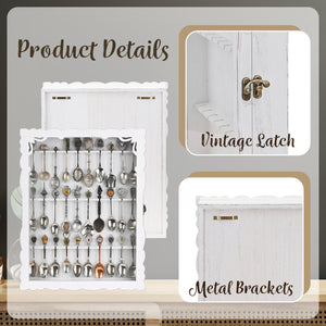 Ikee Design® Wooden 30-Souvenir Spoon Display Case Cabinet with Tempered Glass