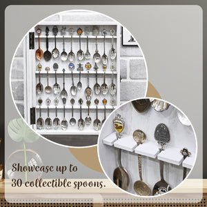Ikee Design® Wooden 30-Souvenir Spoon Display Case Cabinet with Tempered Glass