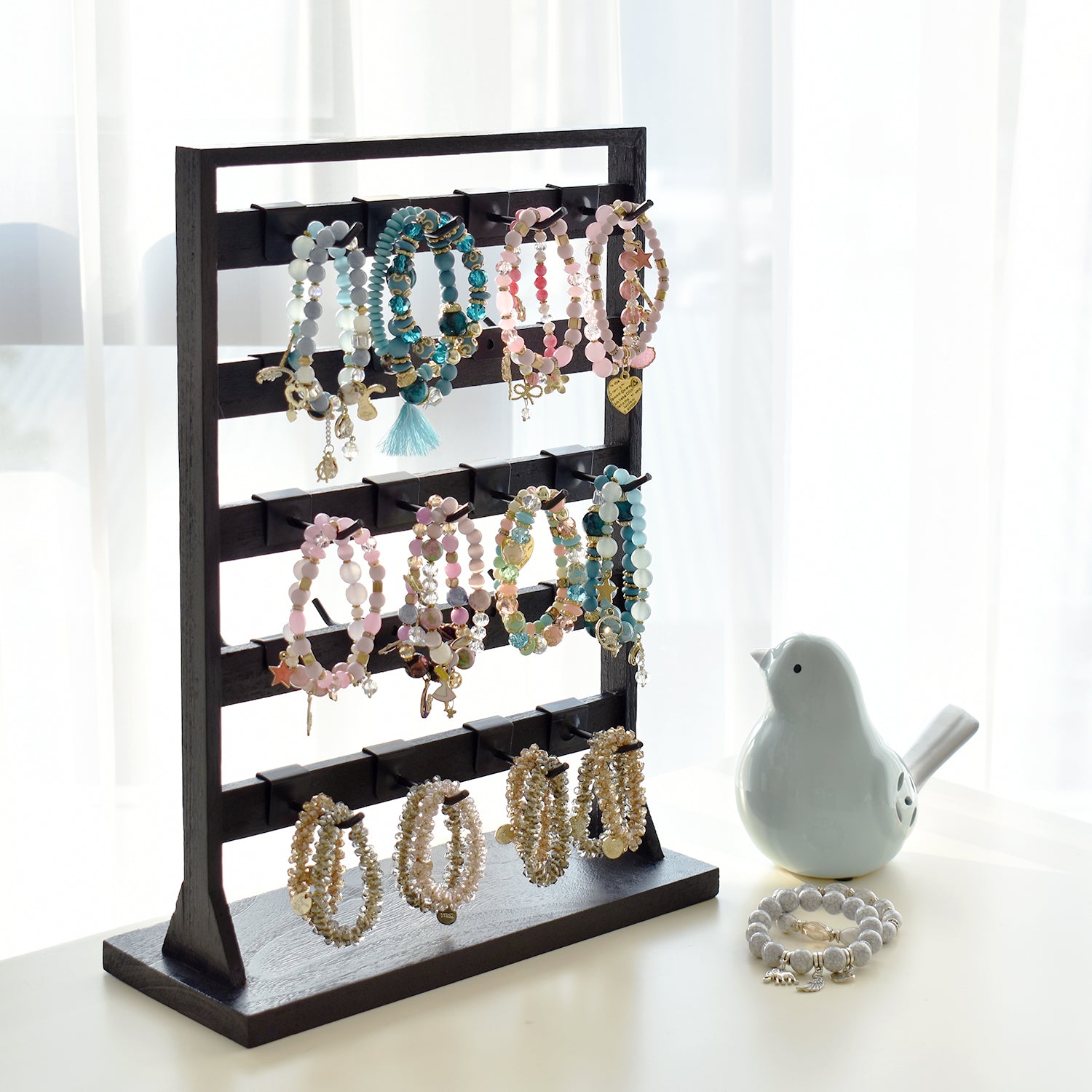 Wood Iron Keychain Display Stand Earrings Organizer Hanger Bracelets  Storage Jewelry Rack For Desk Decoration