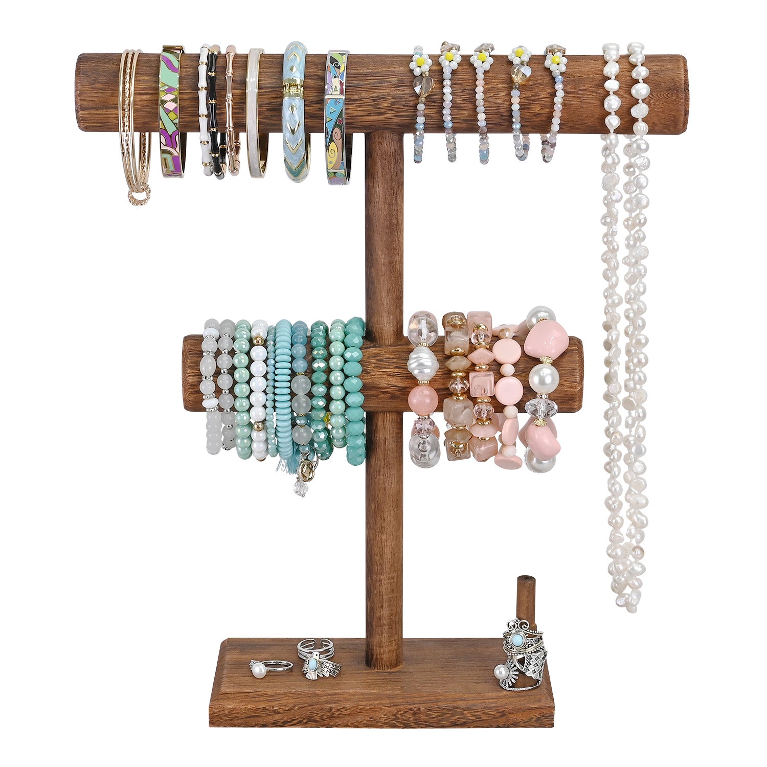 Ikee Design® 2 Tier Wooden Jewelry Necklace Bracelet Holder