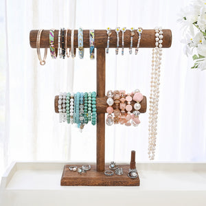 Ikee Design® 2 Tier Wooden Jewelry Necklace Bracelet Holder