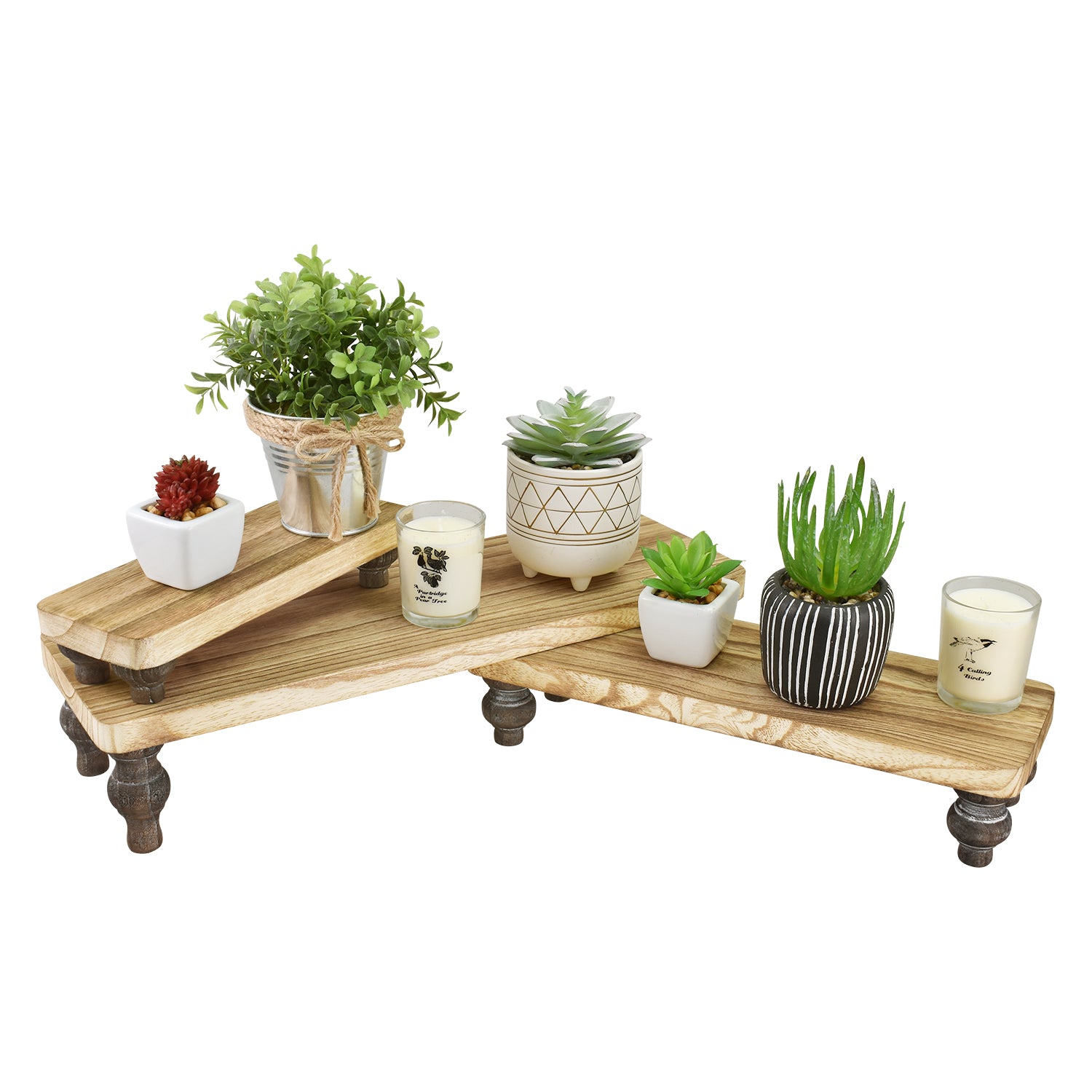 Ikee Design® 3 Pcs Set Wooden Display Riser Stand, Wooden Cupcake Dess