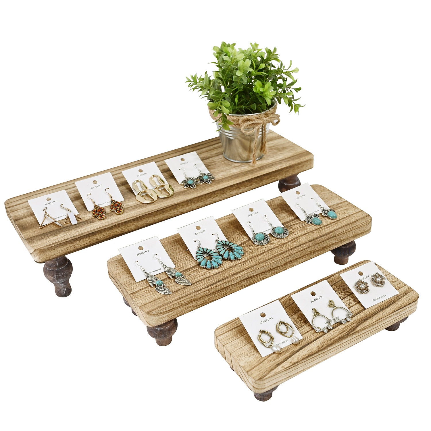 Ikee Design® 3 Pcs Set Wooden Display Riser Stand, Wooden Cupcake Dess