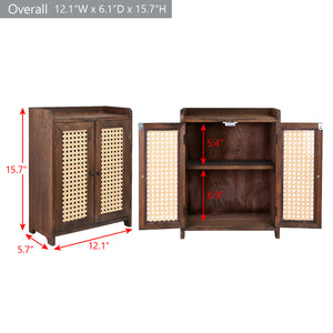 Ikee Design® Wood Storage Cabinet with Rattan Doors, with Removable Shelves