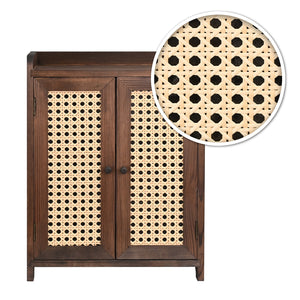 Ikee Design® Wood Storage Cabinet with Rattan Doors, with Removable Shelves