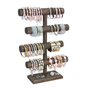 Ikee Design®Wooden Brown 4-Tier T-bar Jewelry Display Stand
