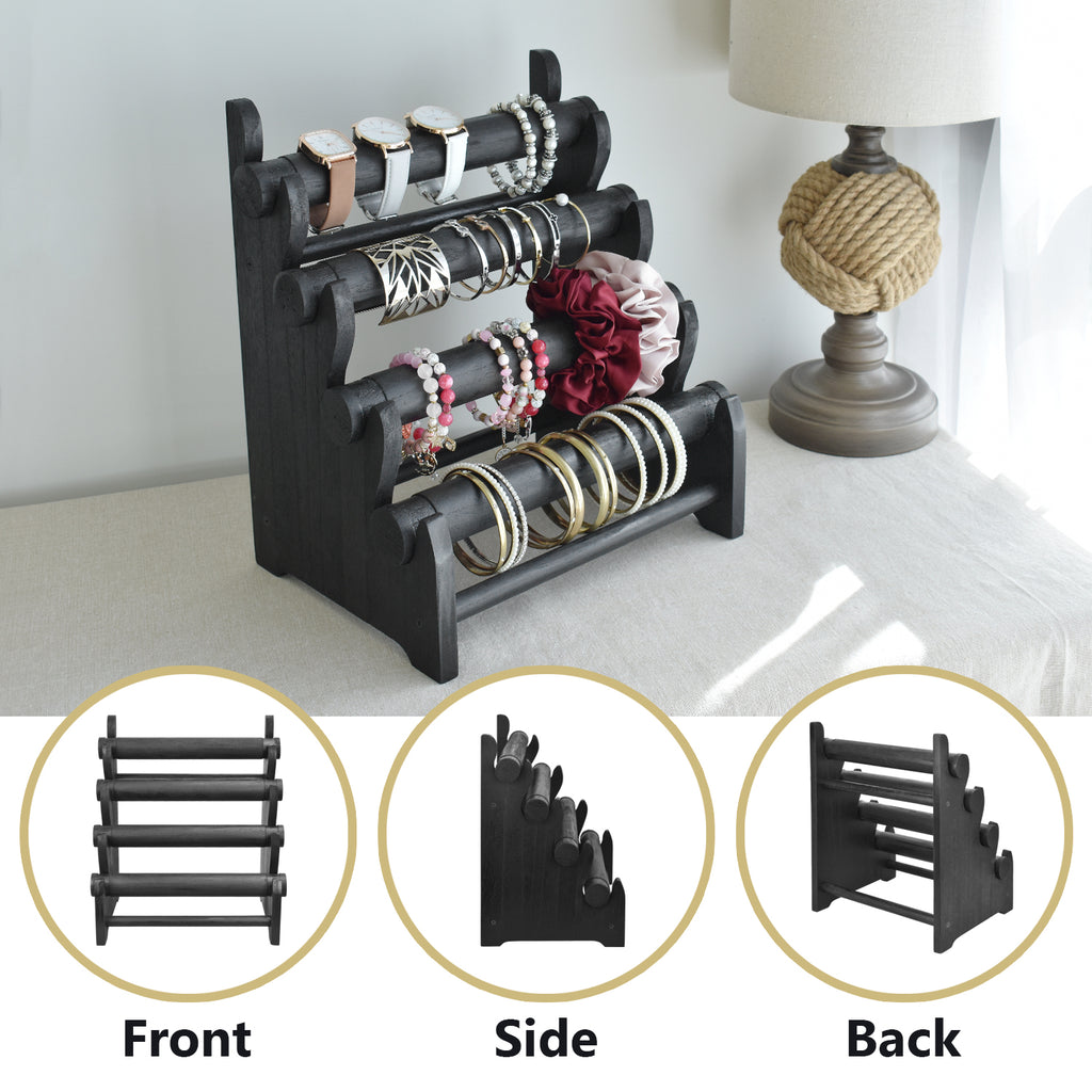 Ikee Design® Antique Wooden 4 Tier Bar Bracelet bangle holder Display