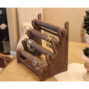 Ikee Design® Antique Wooden 4 Tier Bar Jewelry Display