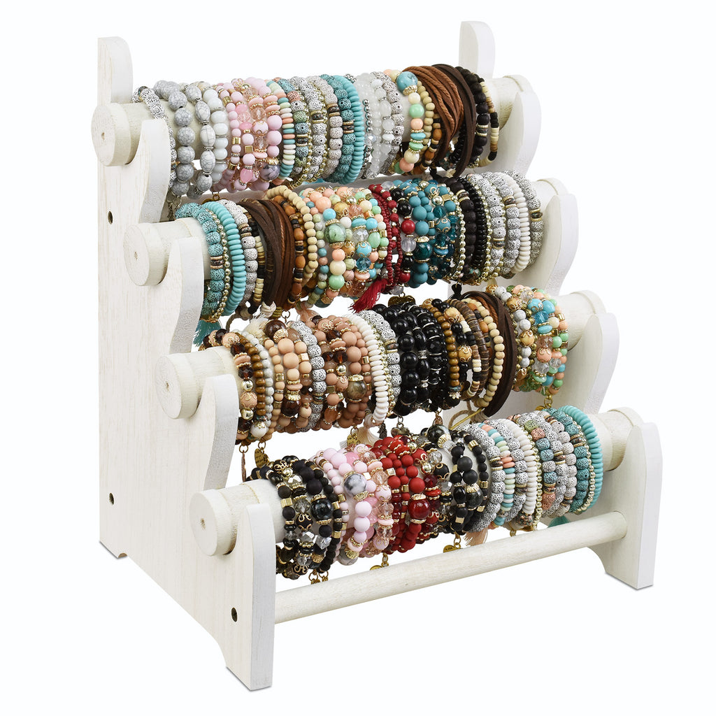 Ikee Design® Antique Wooden 4 Tier Bar Bracelet bangle holder Display