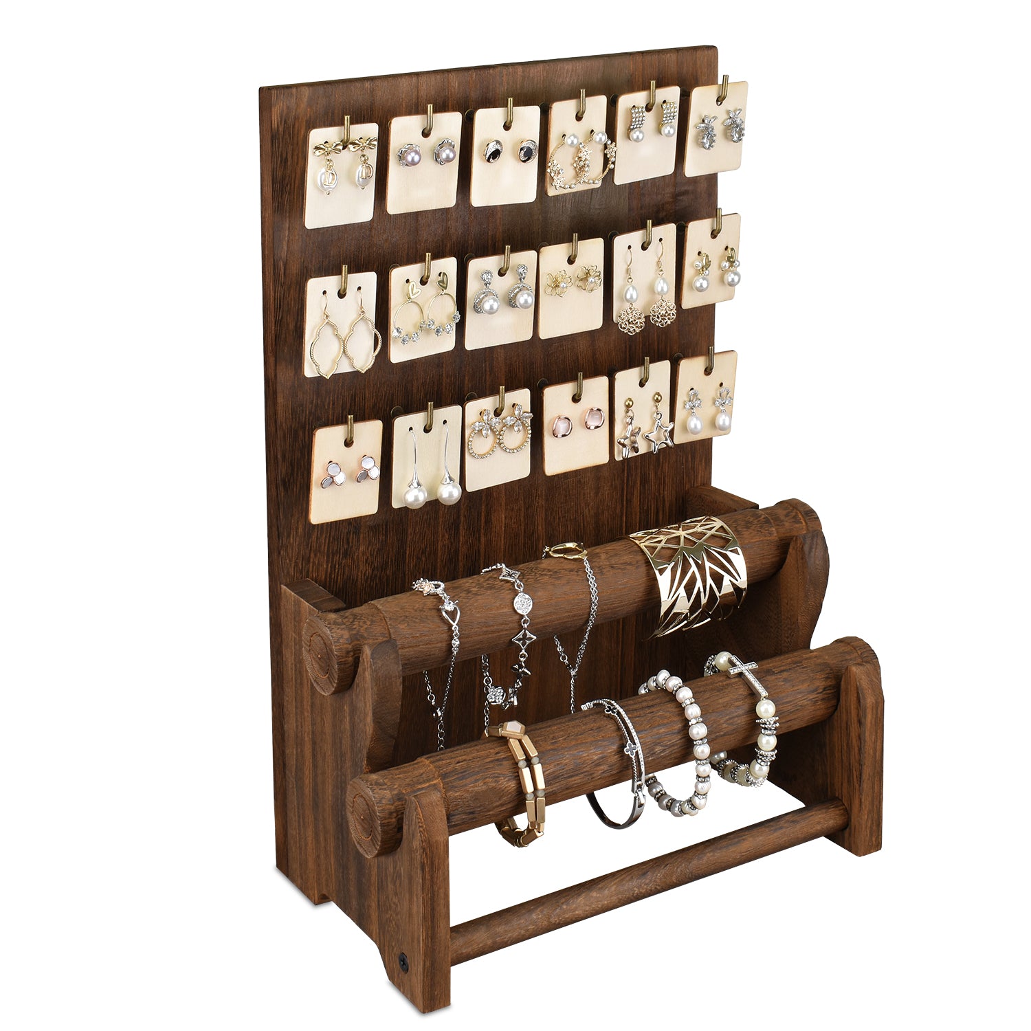 Ikee Design® WD4802 18 Hooks Wood Jewelry Display Stand