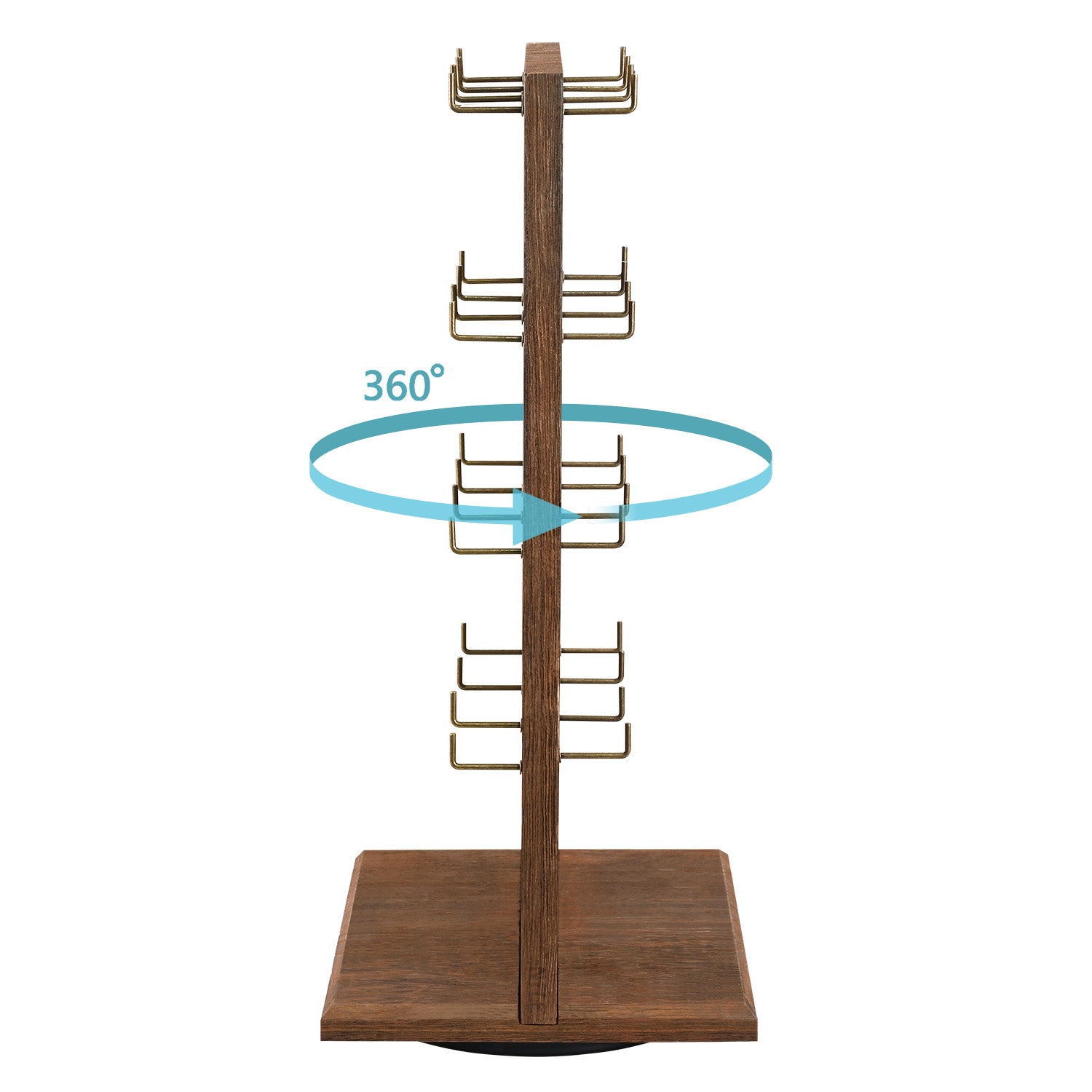 #WD5062L Two-Sided Wooden Jewelry Display Stand with 32 Hooks
