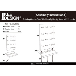 #WD5062L Two-Sided Wooden Jewelry Display Stand with 32 Hooks