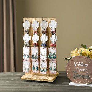 #WD5062L Two-Sided Wooden Jewelry Display Stand with 32 Hooks