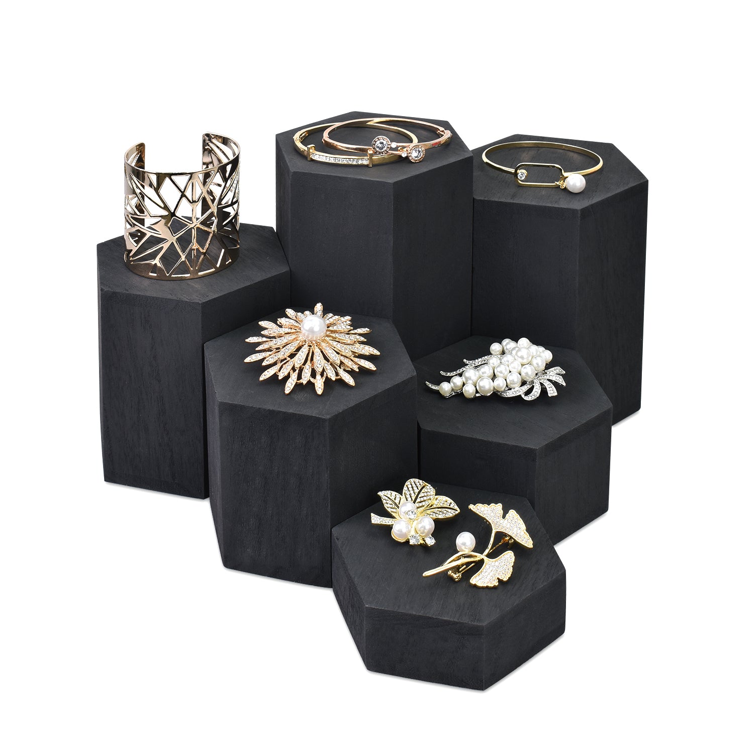 Ikee Design® Wooden 6 Pcs Hexagon Risers for Jewelry Accessories
