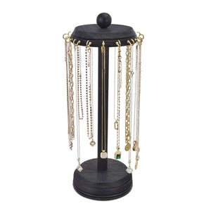 Wooden Rotating Necklace Organizer Holder, Necklace Display Stand with Hooks,Jewelry Organizer