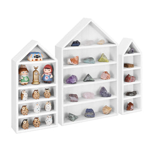 3 Pcs Set House-Shaped Shelf Wooden Shadow Cubby Box