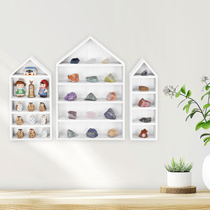 3 Pcs Set House-Shaped Shelf Wooden Shadow Cubby Box