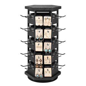 Ikee Design® Natural Wood Hexagon Rotating Jewelry Display Stand