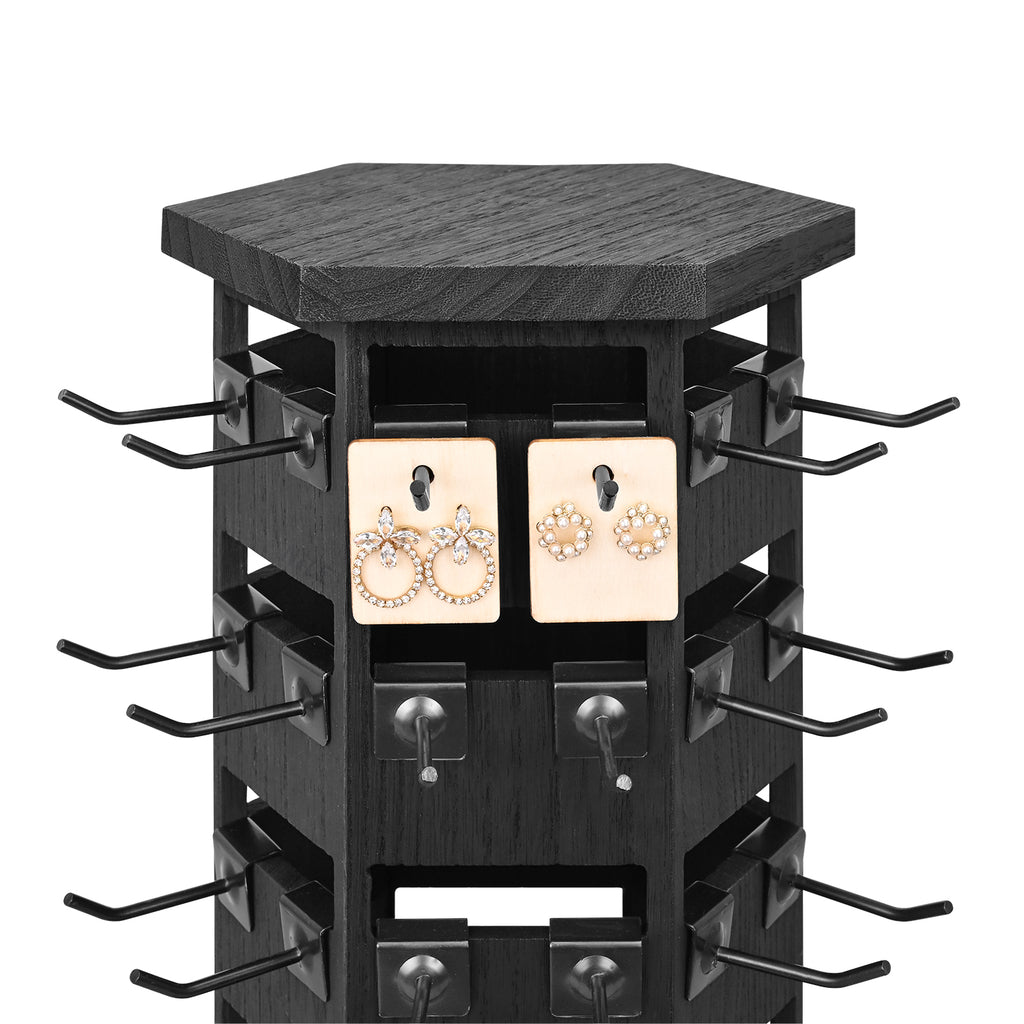 Ikee Design® Natural Wood Hexagon Rotating Jewelry Display Stand