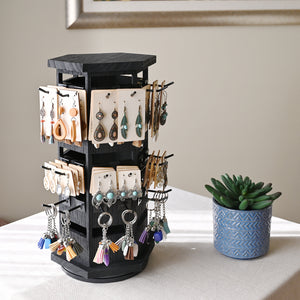 Ikee Design® Natural Wood Hexagon Rotating Jewelry Display Stand