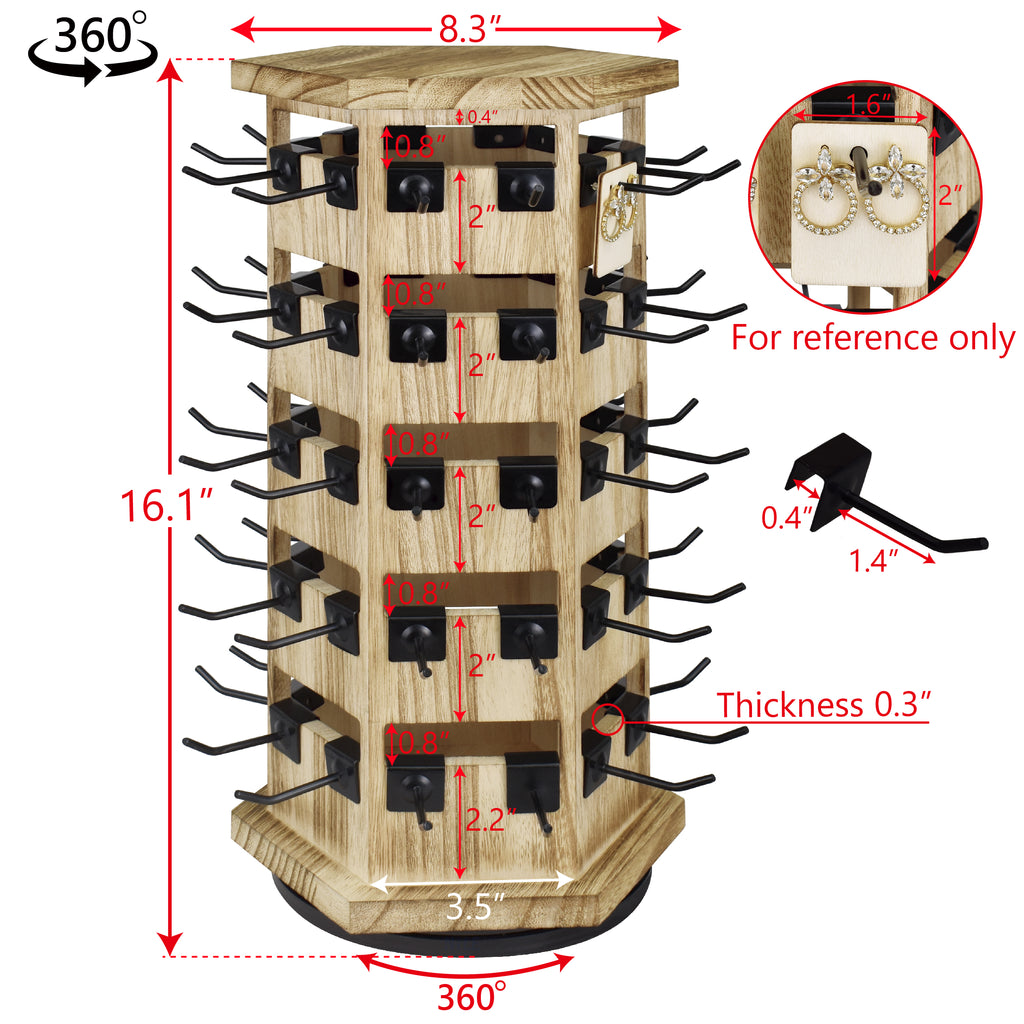 Ikee Design® Natural Wood Hexagon Rotating Jewelry Display Stand Tower