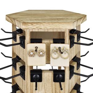 Ikee Design® Natural Wood Hexagon Rotating Jewelry Display Stand