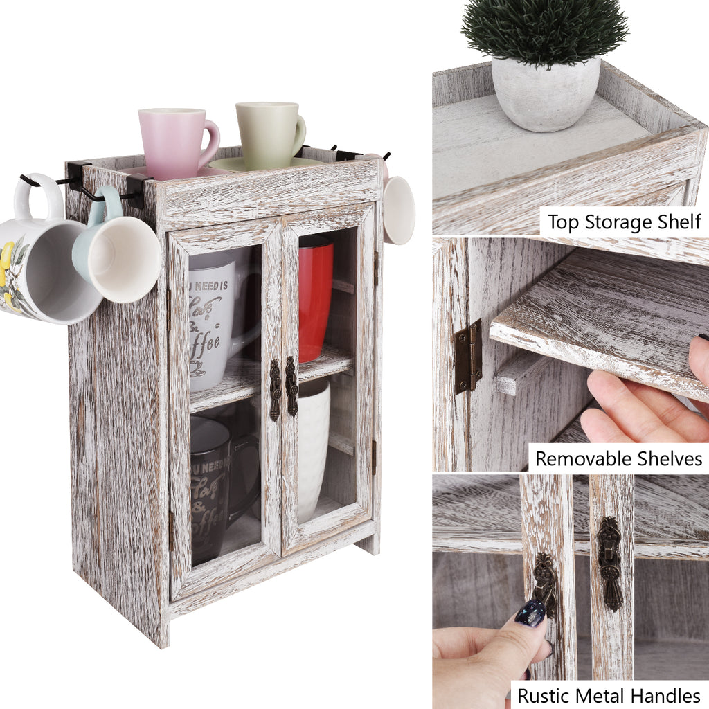 Ikee Design® Wooden Countertop Multipurpose Storage Cabinet  4 hooks