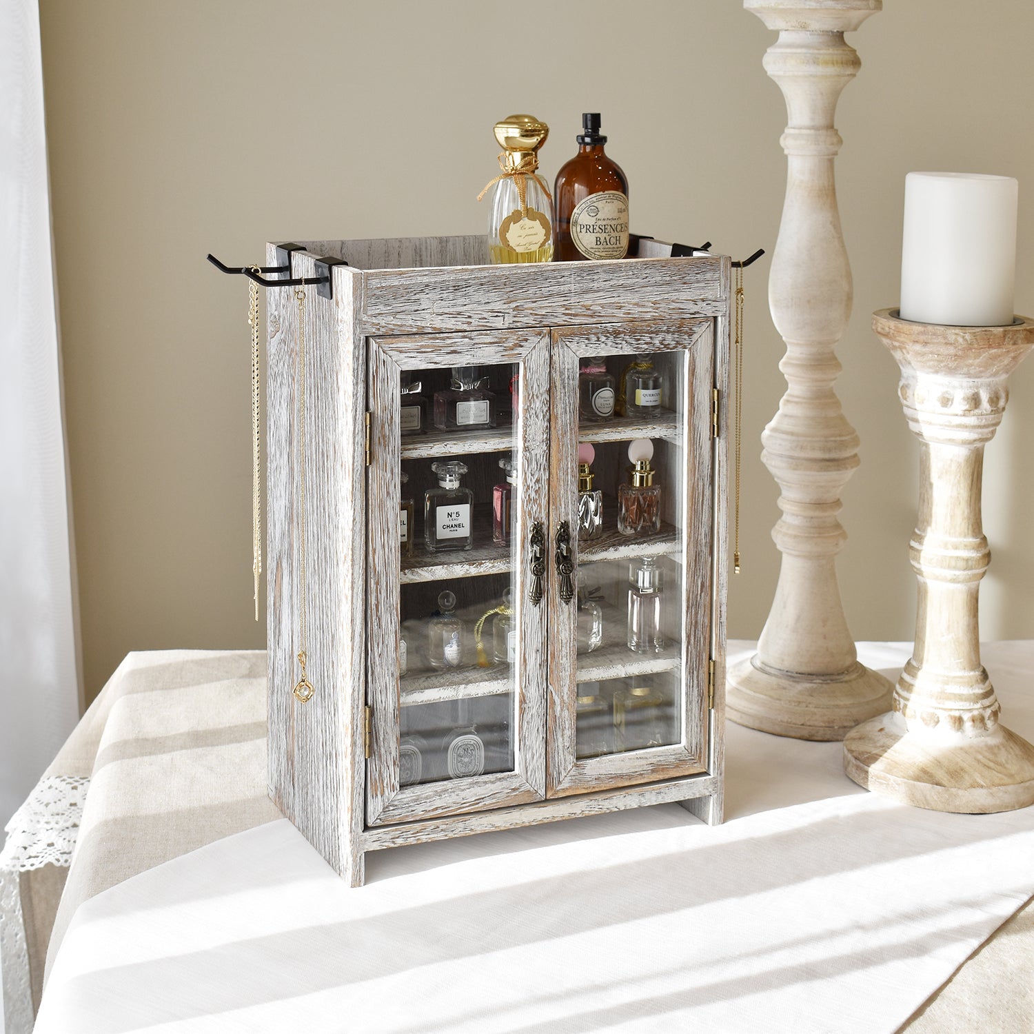 Ikee Design® Wooden Countertop Multipurpose Storage Cabinet  4 hooks