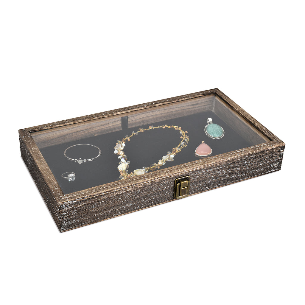 Ikee Design® Wooden Jewelry Display Case with Black velvet pad