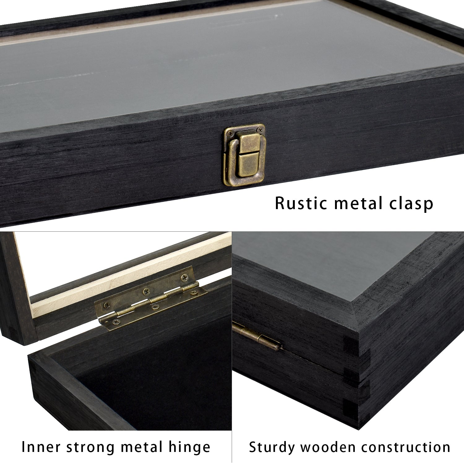 Ikee Design® Antique Wood Storage Jewelry display Case with Tempered Glass View Top