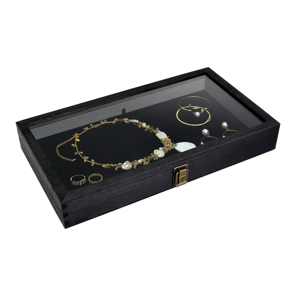 Ikee Design® Wooden Jewelry Display Case with Black velvet pad