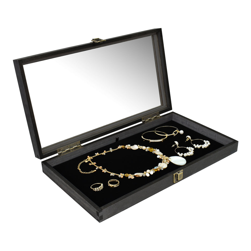 Ikee Design® Wooden Jewelry Display Case with Black velvet pad