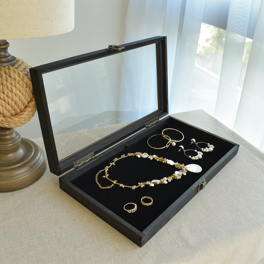 Ikee Design® Wooden Jewelry Display Case with Black velvet pad